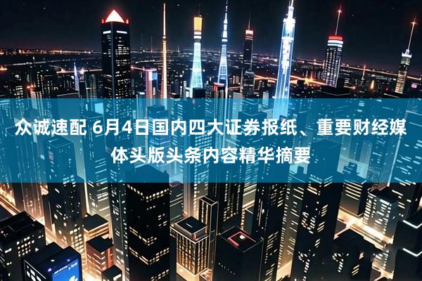 众诚速配 6月4日国内四大证券报纸、重要财经媒体头版头条内容精华摘要