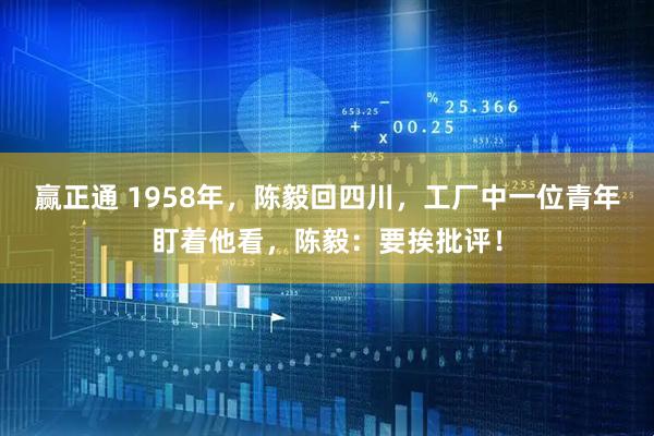 赢正通 1958年，陈毅回四川，工厂中一位青年盯着他看，陈毅：要挨批评！